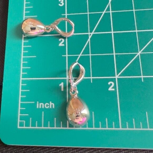 Signed Givenchy Silver tone Teardrop Earrings with Swarovski Crystals - Picture 6 of 6